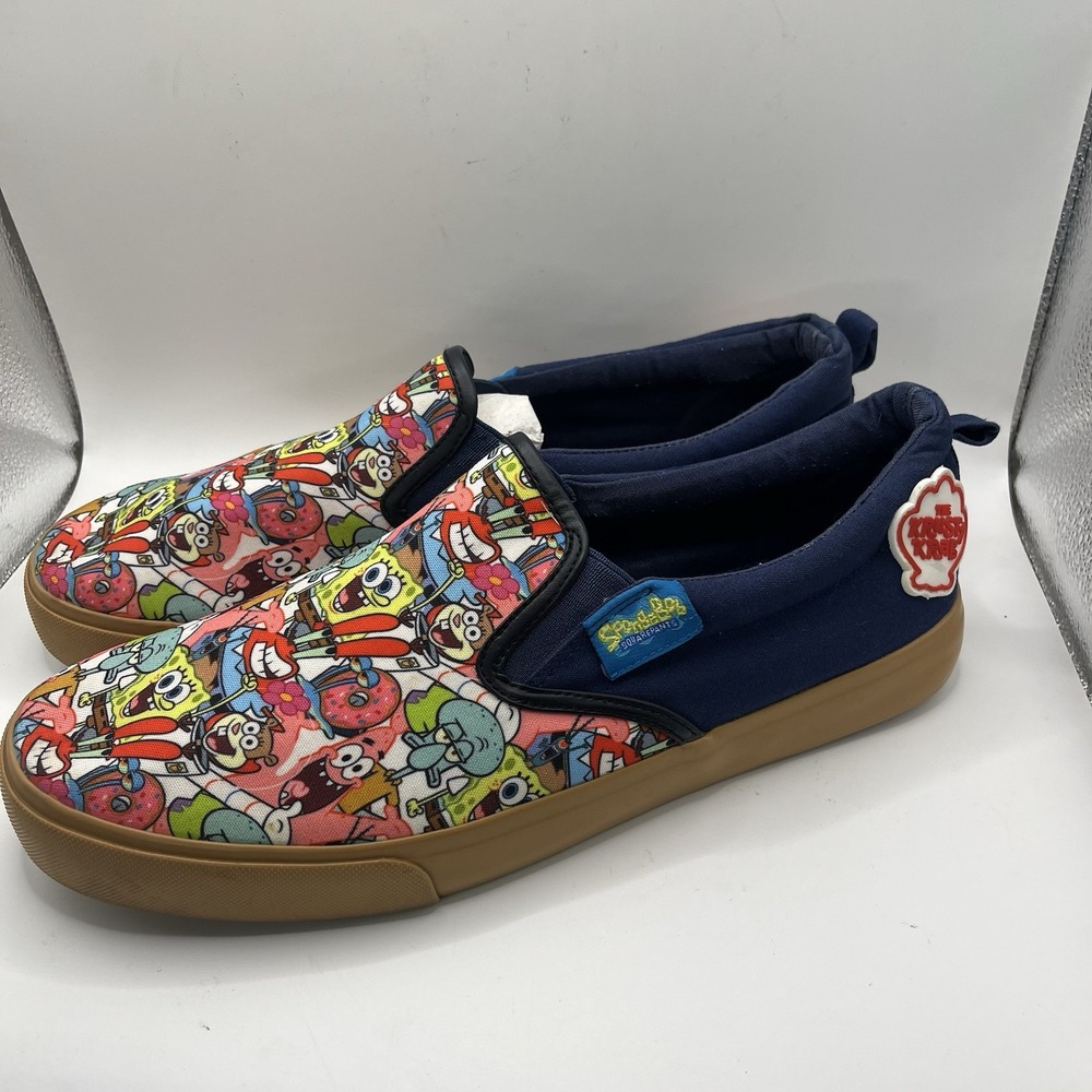 Sponge Bob Men's 11.5 Sneakers The Krusty Krab Slip On Multi/Navy Sintectico